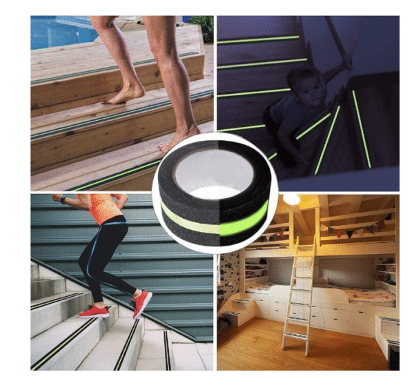happy world anti slip grip tape,non slip traction tapes with glow in the dark reduce the risk of slipping for indoor or outdoor stair tread step and other slippery surfaces
