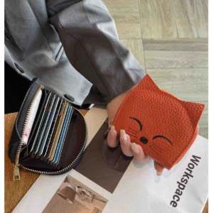 happy world card holder wallet for women – cute duck designed girls wallet | 11 card slots slim wallet, faux leather small purse with zipper, easy to fit in pocket & bag | perfect gifts for woman