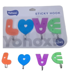 happy world love shape hook self adhesive