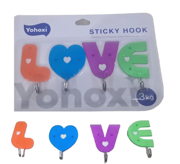 happy world love shape hook self adhesive